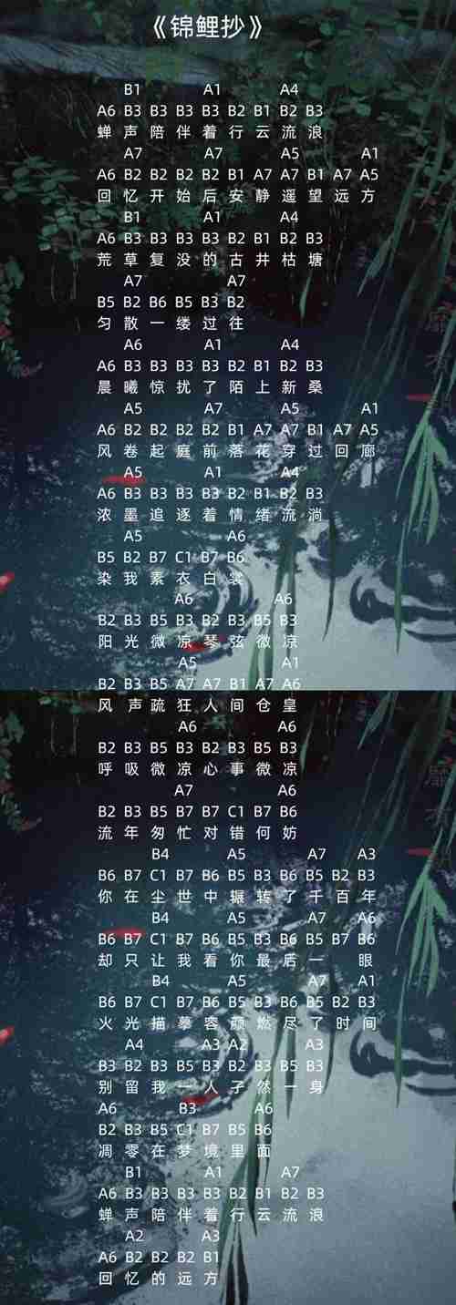 光遇锦鲤抄怎么弹(光遇锦鲤抄乐谱)