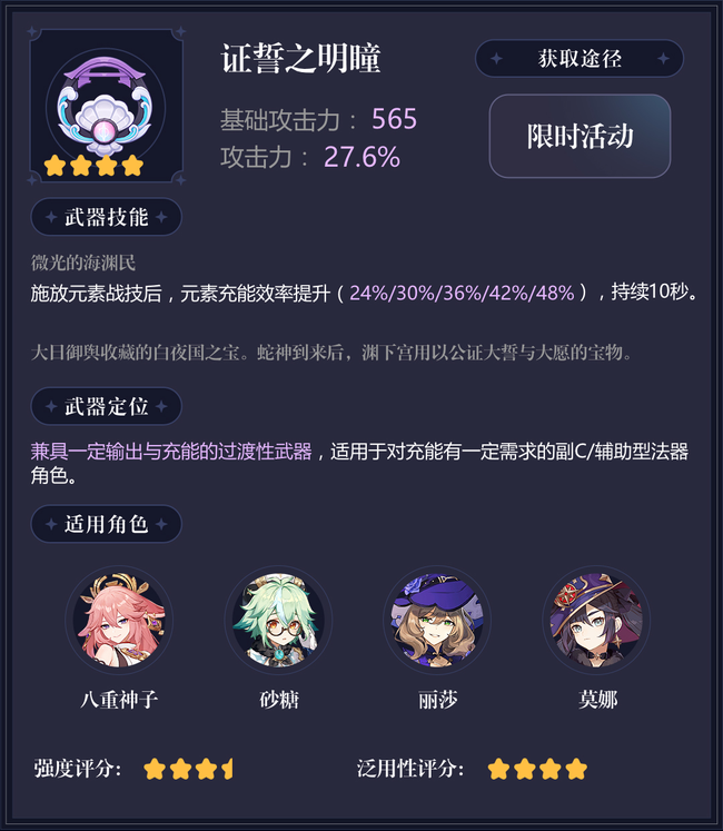 原神证誓之明瞳测评及适用角色攻略