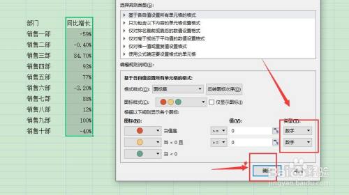 如何在Excel表格中的数值上添加上下箭头？
