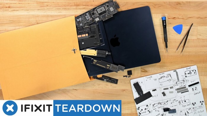 iFixit分享M2 MacBook Air拆解视频：竟然有加速度传感器芯片
