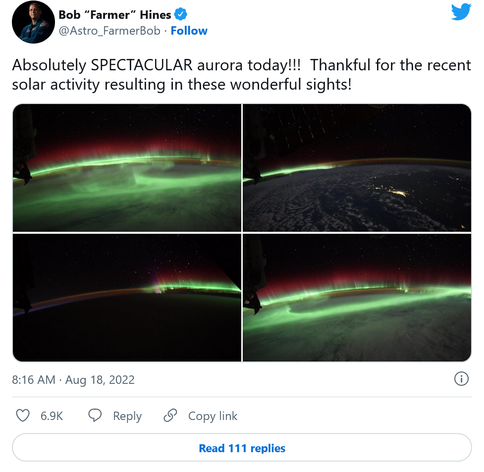 宇航员分享从国际空间站拍摄的迷人太阳风暴照