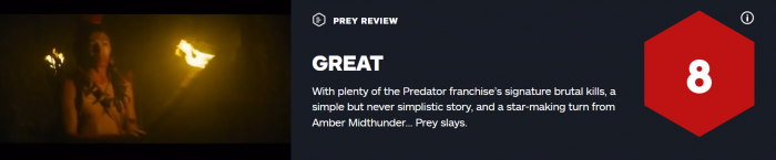 《铁血战士猎物》IGN 8分:杀戮不减 女主塑造点睛