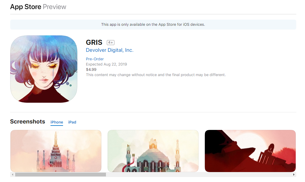 唯美风横版冒险《Gris》8月22日登陆iOS平台