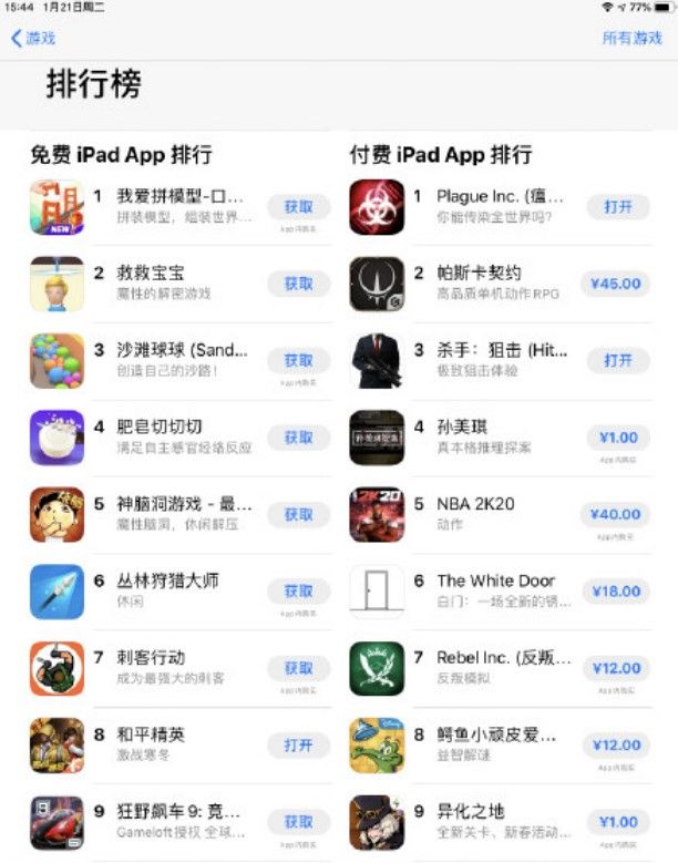 《瘟疫公司》力压《帕斯卡契约》，登顶苹果付费游戏下载榜