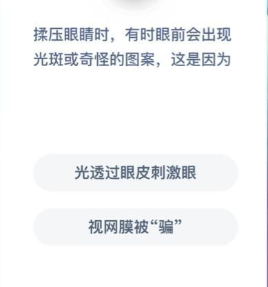 揉压眼睛出现光斑原因是什么 蚂蚁庄园揉压眼睛