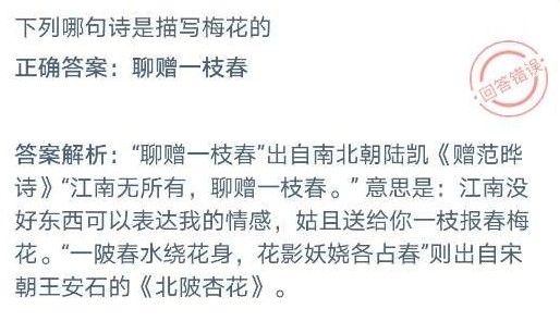 聊赠一枝春是描写梅花的吗 聊赠一枝春蚂蚁庄园